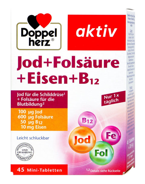  Doppelherz Jod + Folsäure + Eisen + B12 bester-kauf.ch