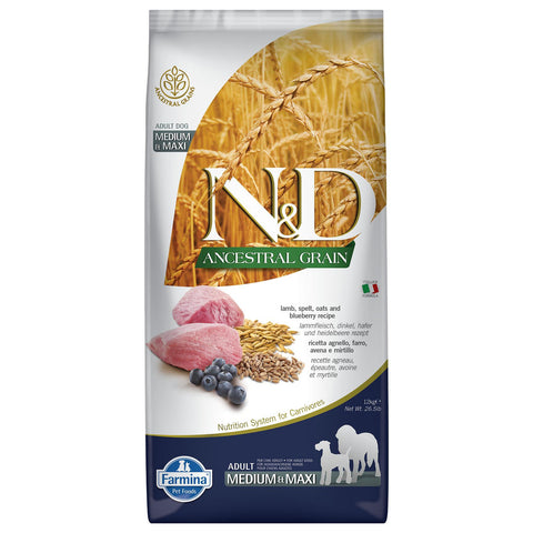   Dog Ancestral Grain Adult Med/Max Lamm, Dinkel, Hafer und Heidelbeere, 12kg bester-kauf.ch