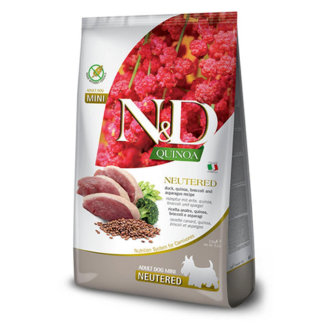   Dog Adult Mini Quinoa Neutered Ente, Quinoa, Broccoli & Spargel, 2.5kg bester-kauf.ch