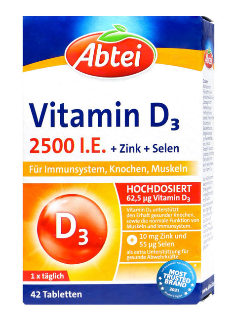   Abtei Vitamin D3 2.500 Intern. Einheiten + Zink + Selen Tablett. bester-kauf.ch
