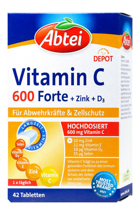   Abtei Vitamin C 600 Forte Plus Zink, Vitamin D3 Tabletten bester-kauf.ch